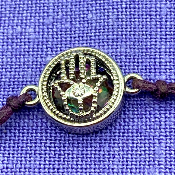 Vintage Fossil adjustable hamsa 🪬 bracelet with leather straps 💜 - Picture 2 of 7